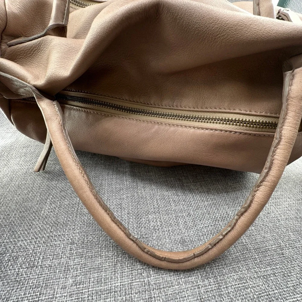 Gianni Notaro Bag Large Nude Leather Hobo Crossbody Shoulder Purse Made in Italy